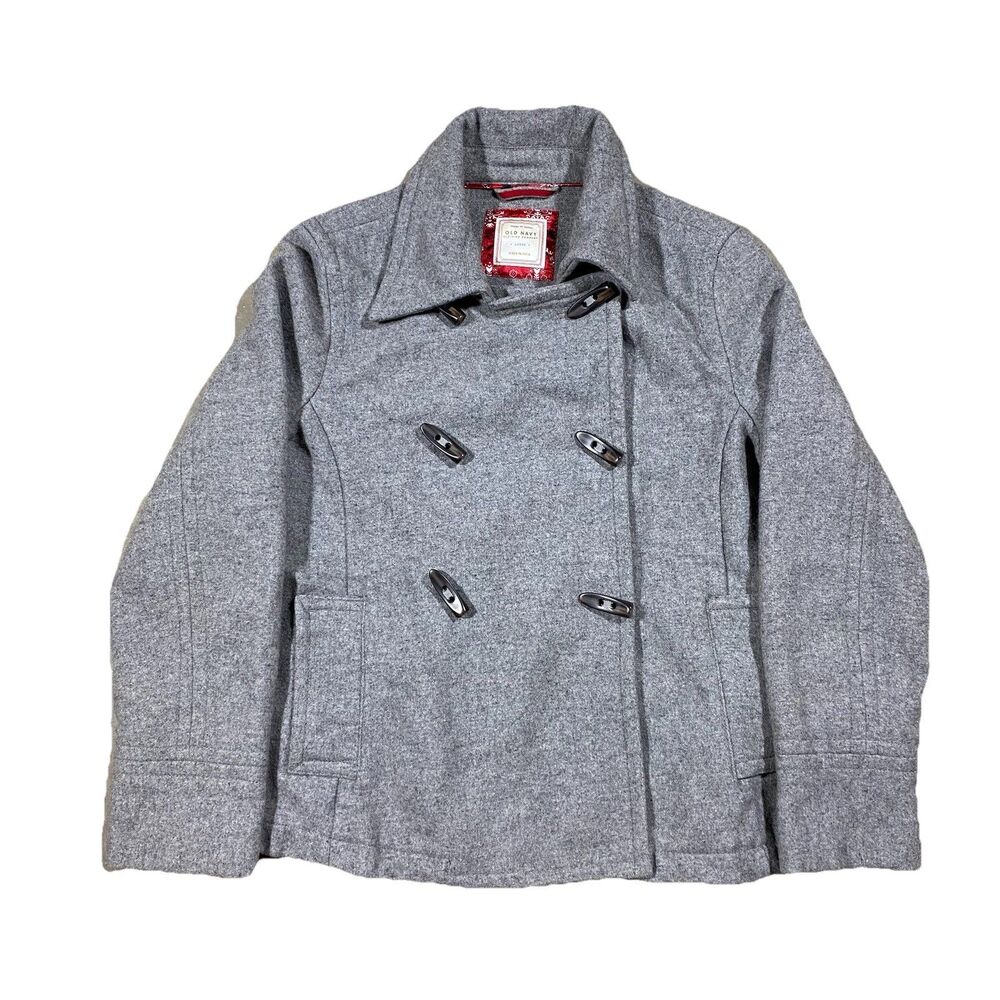 Old Navy Womens Wool Blend Pea Coat Jacket Size Large Gray